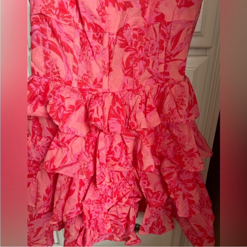 Olivaceous Coral Pink Floral Dress - Picture 2 of 5